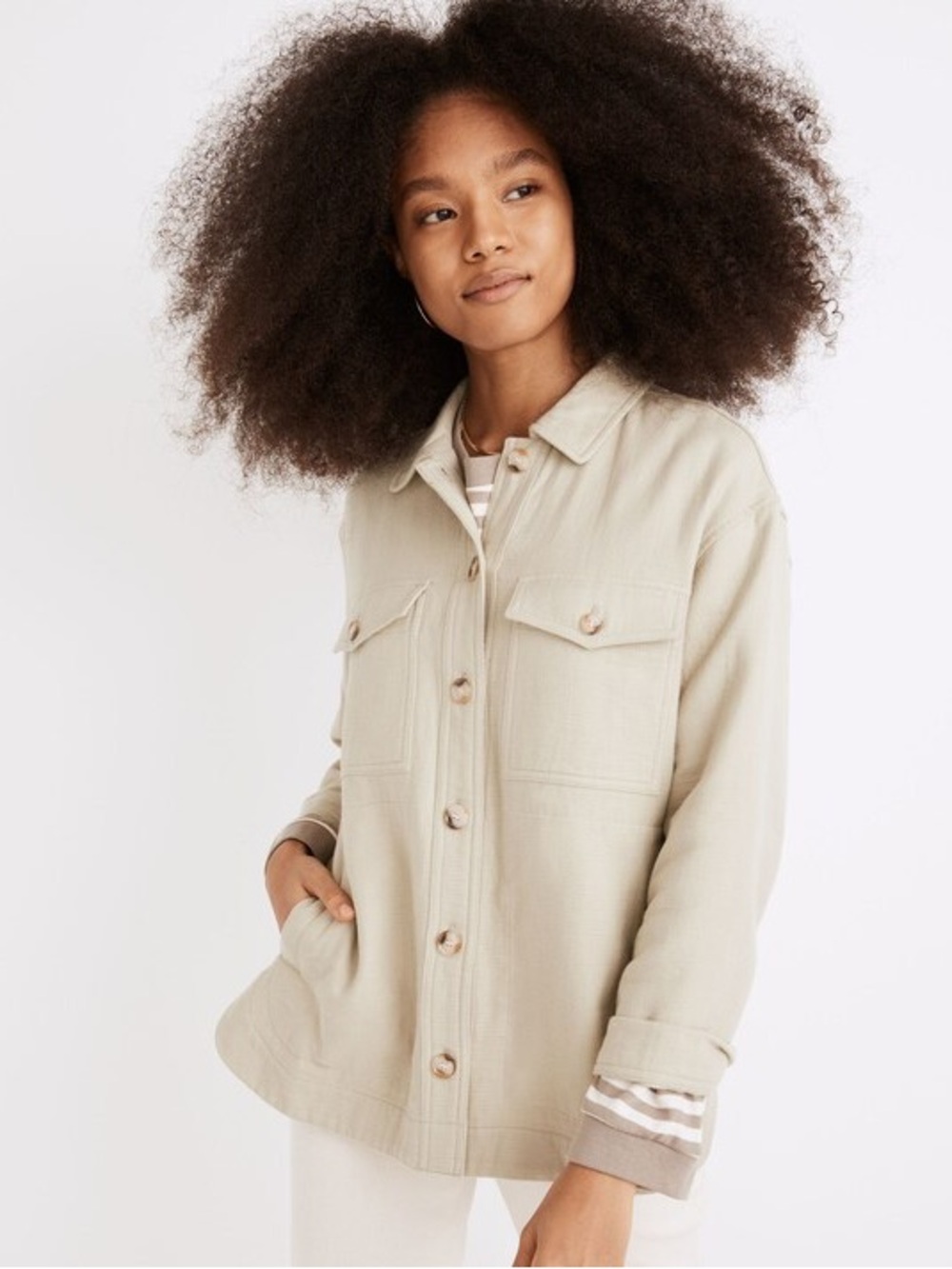 Madewell Waffleback Branner Shirt-Jacket Faded Seagrass Light Green Fall Size M